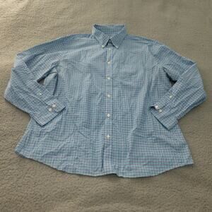 Brooks Brothers Shirt Mens XXL Button Up Blue Check Performance Long Sleeve